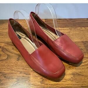 Array Freedom Square Toe Leather Loafers Red Size 9W Classic Style Comfort